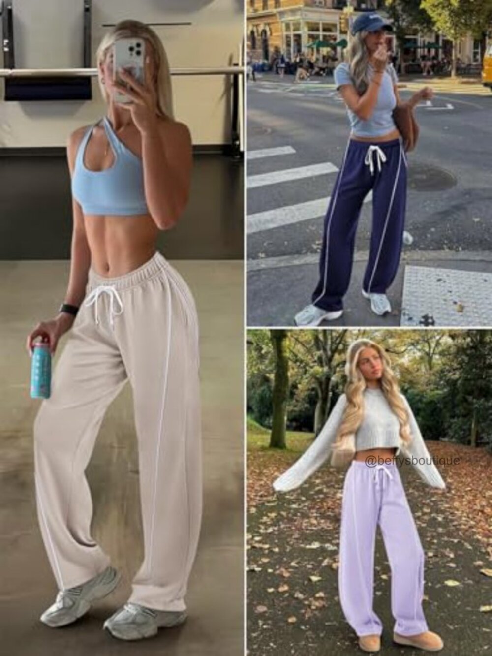 High Waist Barrel Sweatpants with Pockets Side Striped Y2K Joggers - Picture 2 of 7